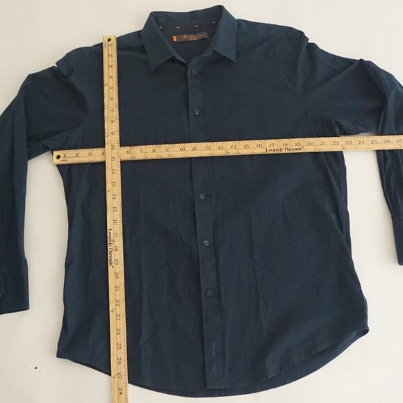 Ben Sherman Heritage Navy 98% Cotton Button Down Regular Fit Dress Shirt XL - Picture 3 of 9